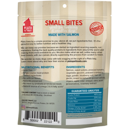 Plato Pet Treats - Air-Dried Salmon Small Bites/Training Bites