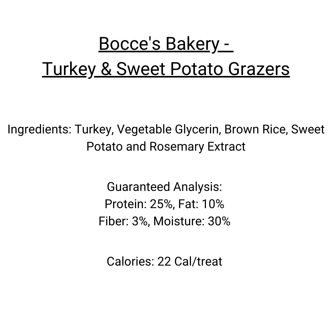 Bocce's Bakery Grazers - Turkey &amp; Sweet Potato Jerky