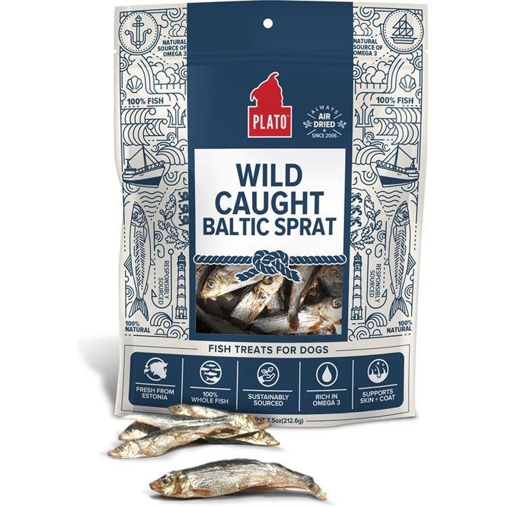 Plato Pet Treats - Wild Caught Baltic Sprat Dog Treats - 3 oz