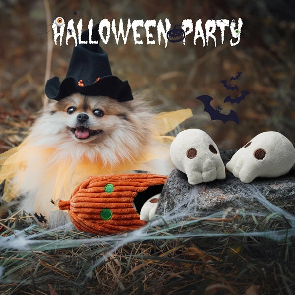 Nocciola - Halloween Pumpkin &amp; Skulls Puzzle Dog Toy