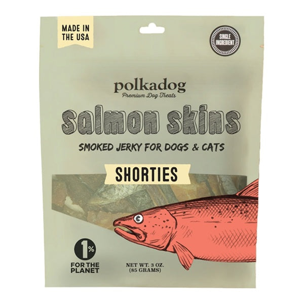 Polkadog - Salmon Skins - Smoked Jerky for Dogs &amp; Cats, 3oz