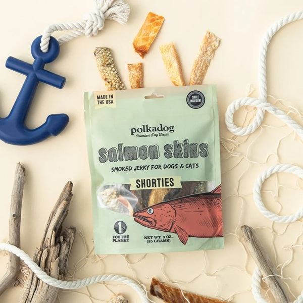 Polkadog - Salmon Skins - Smoked Jerky for Dogs &amp; Cats, 3oz